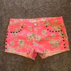 Hot pink floral shorts